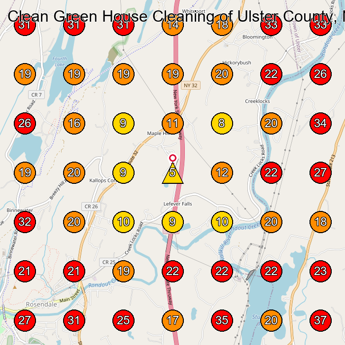 Clean Green House Cleaning of Ulster County, NY GeoGrid visibility map for General Contractor in Kingston